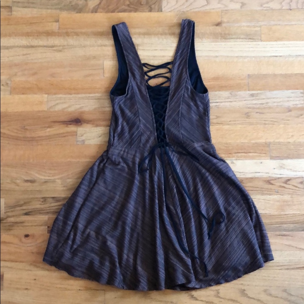 Free People Lace Back Chevron Skater Dress, Sz S
